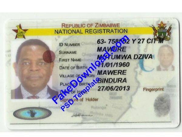 Zimbabwe national id card (psd)