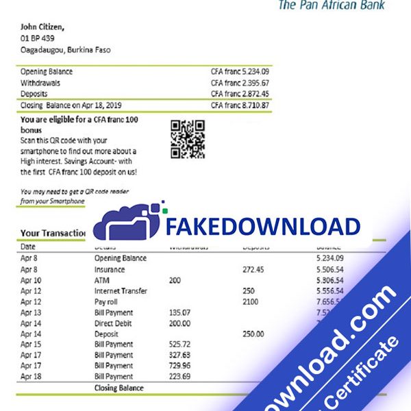 Burkina Faso Proof Address (psd)