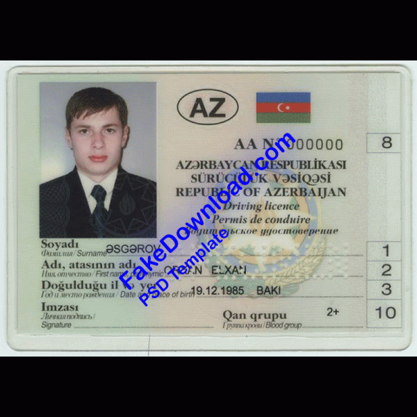 Azerbaijan Driver License (psd)