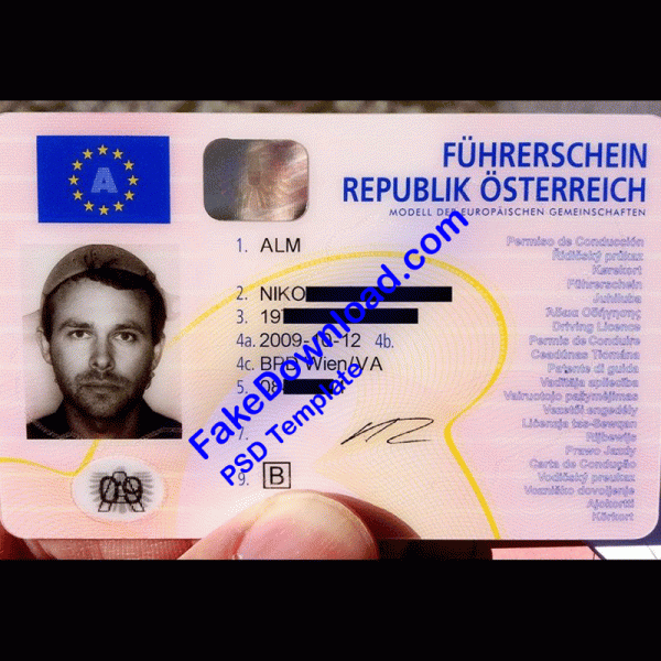 Austria Driver License (psd)