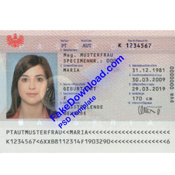 Austria Passport (psd)