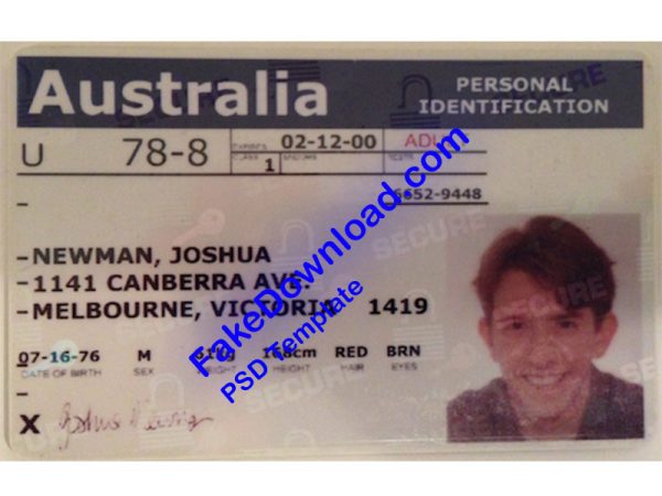 Australia national id card (psd)