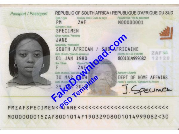 South Africa Passport (psd)