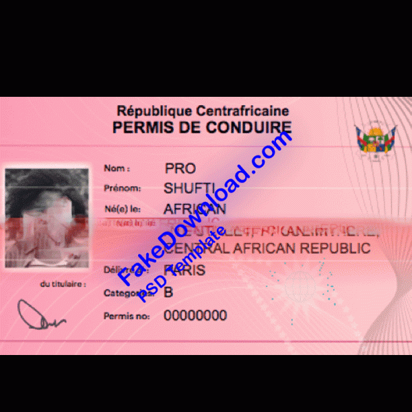 Central African Driver License (psd)