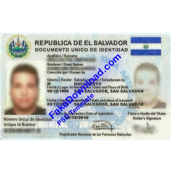 El Salvador national id card (psd)