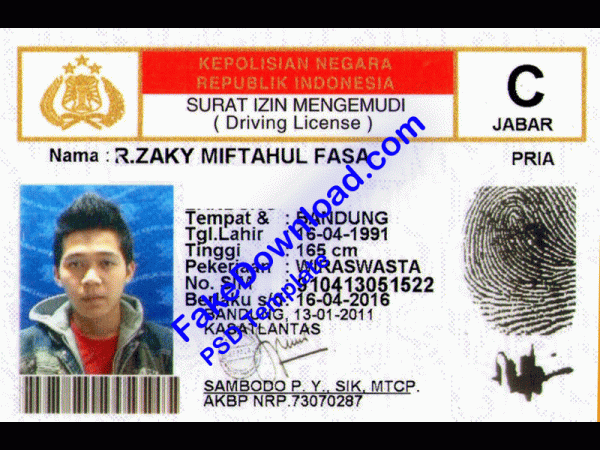 Indonesia Driver License (psd)