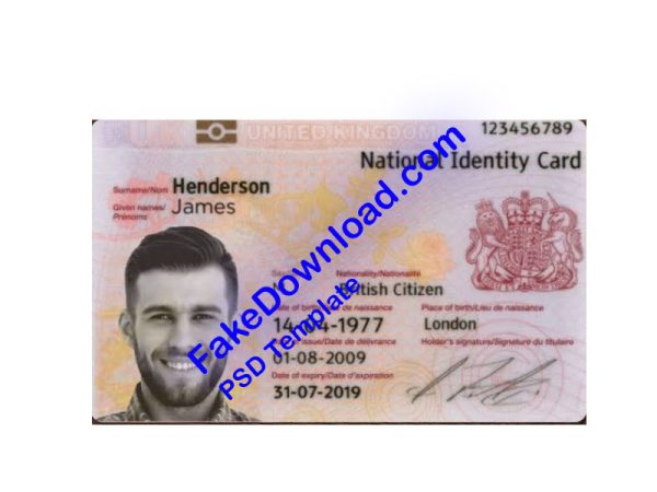 Kingdom national id card (psd)