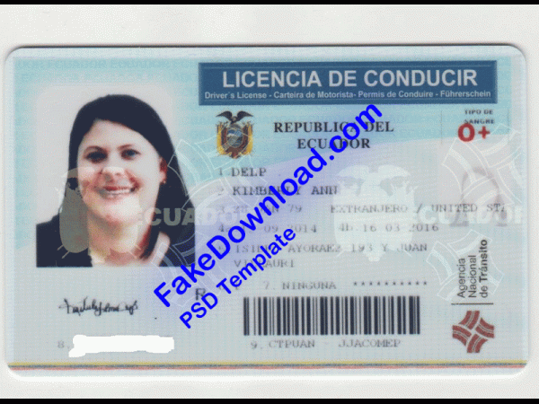 Ecuador Driver License (psd)