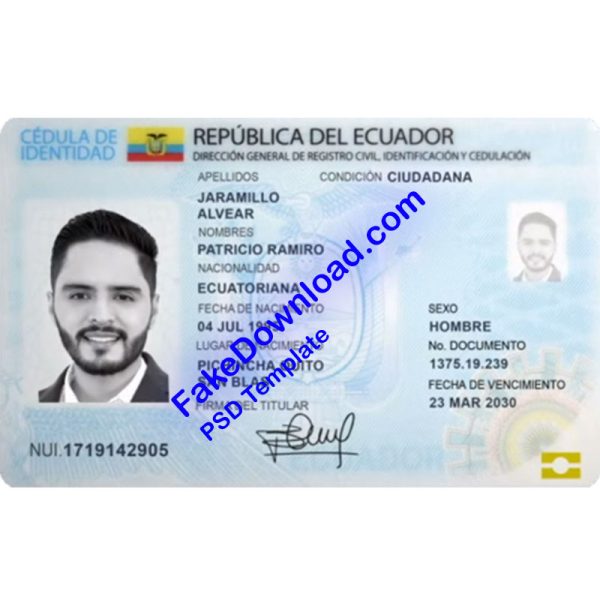 Ecuador national id card (psd)