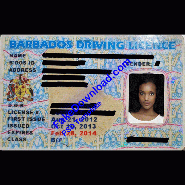 Barbados Driver License (psd)