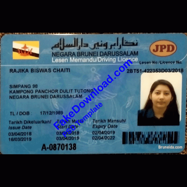 Brunei Driver License (psd)