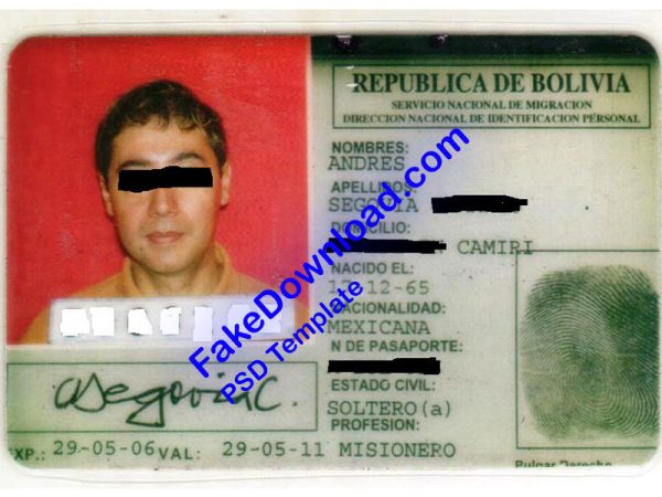 Bolivia national id card