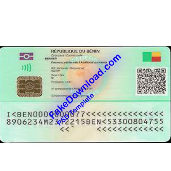 Benin national id card (psd)