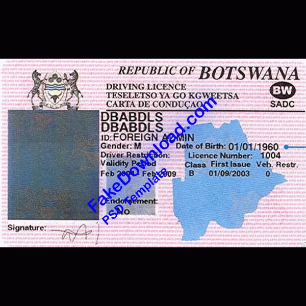 Botswana Driver License (psd)