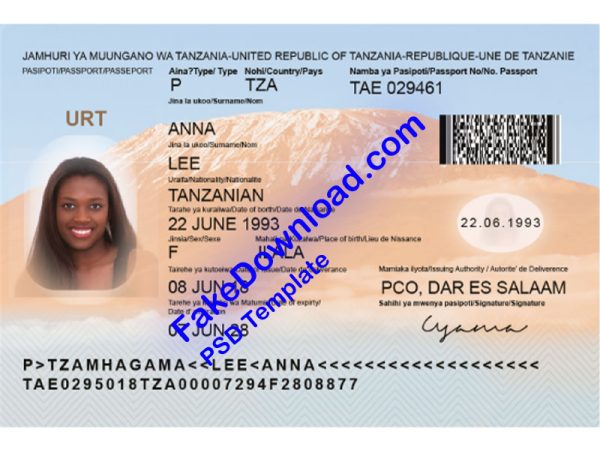 Tanzania Passport (psd)