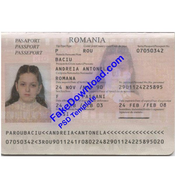 Romania Passport (psd)