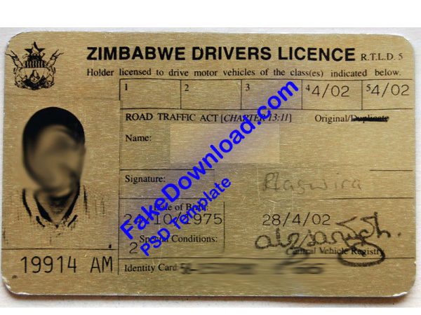 Zimbabwe Driver License (psd)