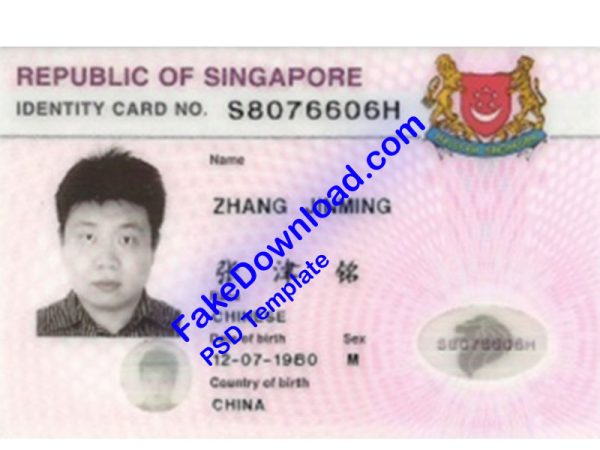 Singapore national id card (psd)