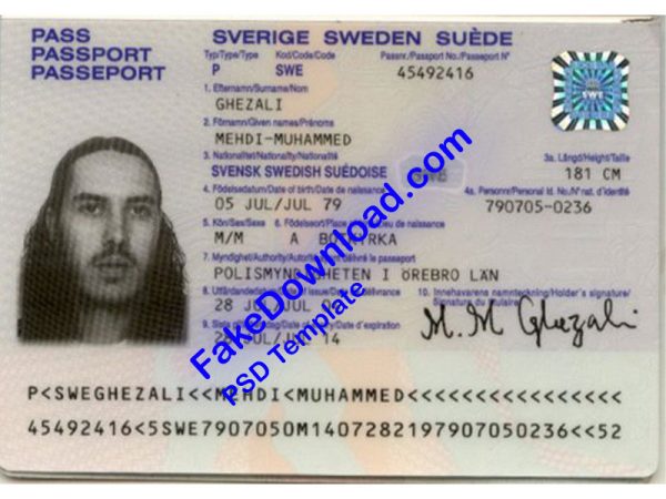 Sweden Passport (psd)