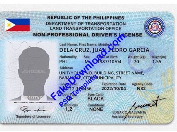 Philippines Driver License (psd)