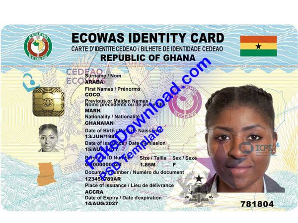 Ghana national id card (psd)