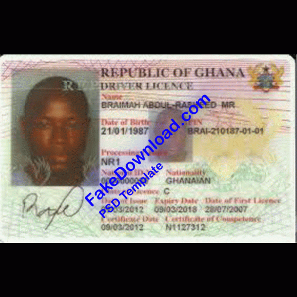 Ghana Driver License (psd)