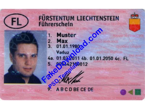 Liechtenstein Driver License (psd)