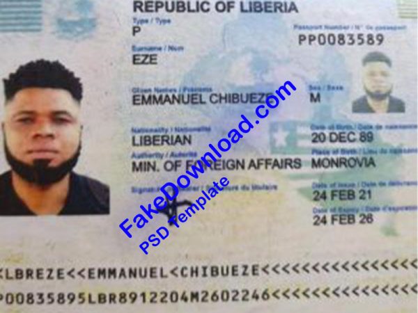 Liberia Passport (psd)