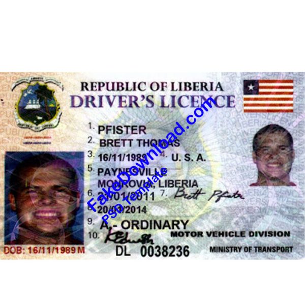 Liberia Driver License (psd)