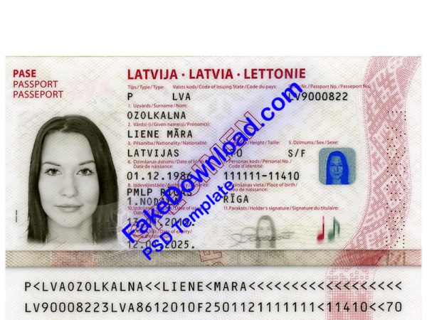 Latvia Passport (psd)