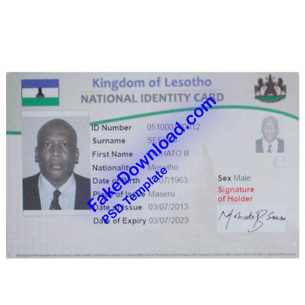 Lesotho national id card (psd)