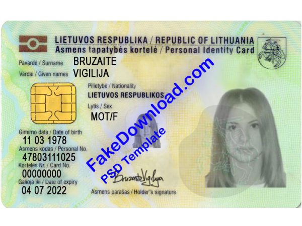 Lithuania national id card (psd)