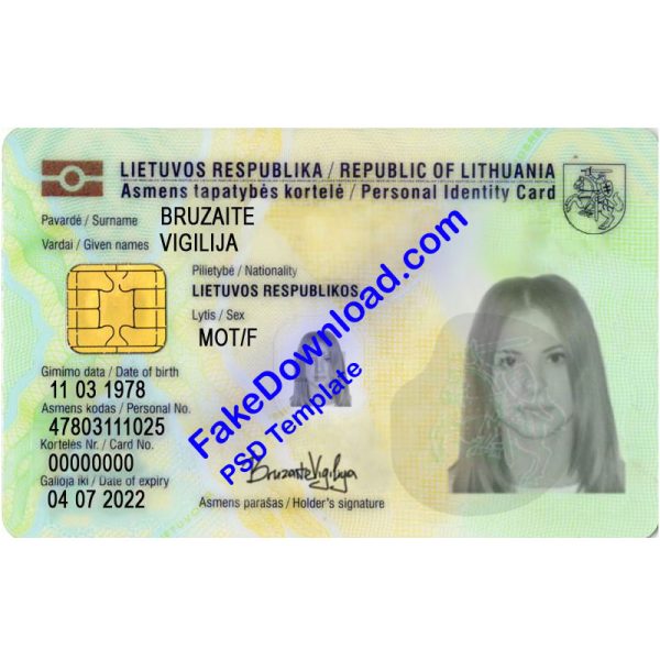 Lithuania national id card (psd)