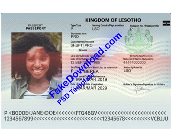 Lesotho Passport (psd)
