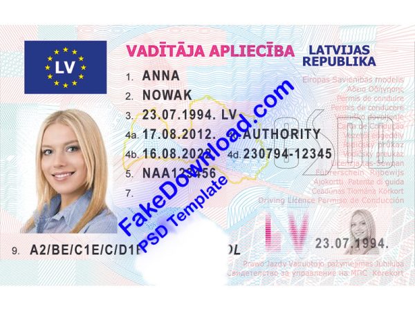 Latvia Driver License (psd)