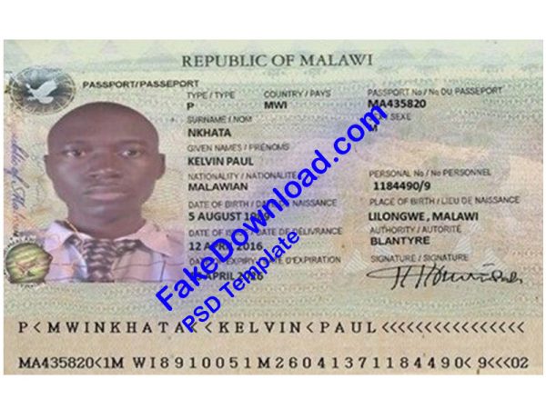 Malawi Passport (psd)