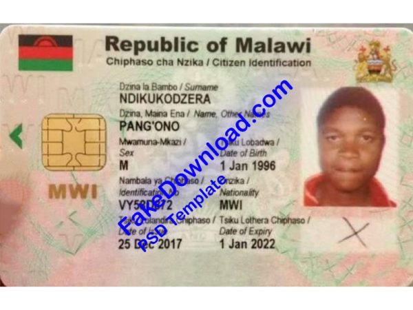 Malawi national id card (psd)