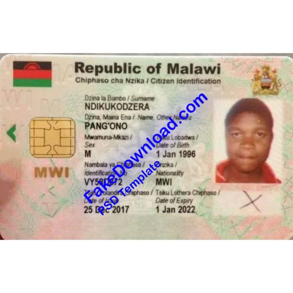 Malawi national id card (psd)