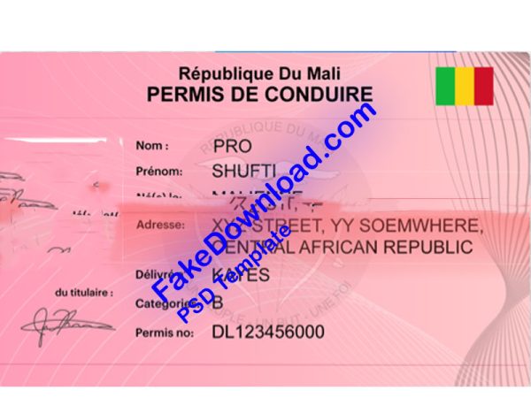 Mali Driver License (psd)