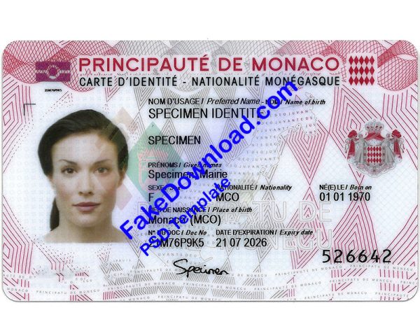 Monaco national id card (psd)