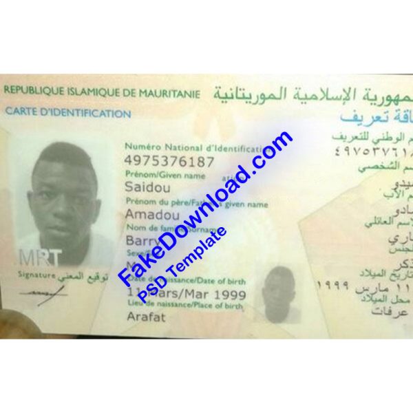 Mauritania Driver License (psd)