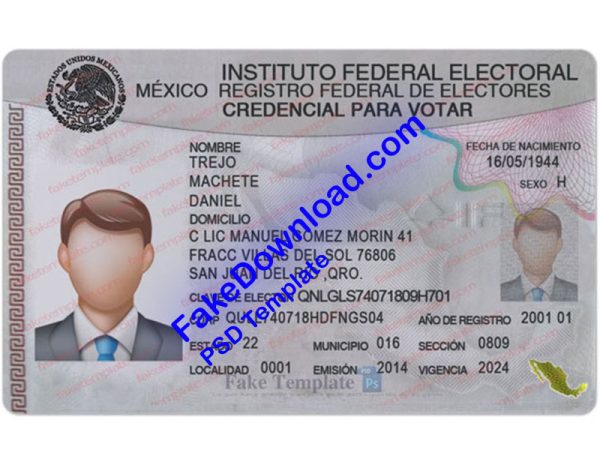 Mexico national id card (psd)