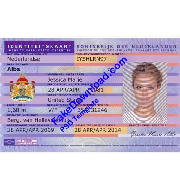 Netherlands national id card (psd)