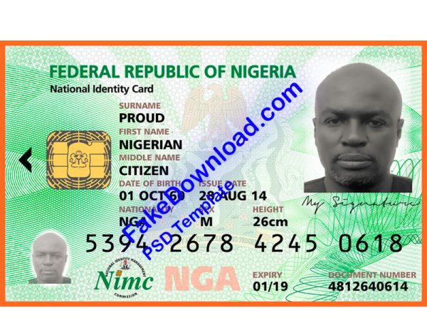 Nigeria national id card (psd)