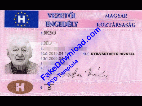 Hungary Driver License (psd)