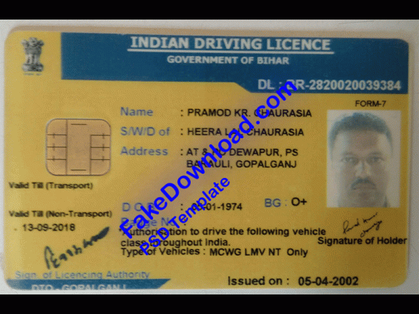 India Driver License (psd)