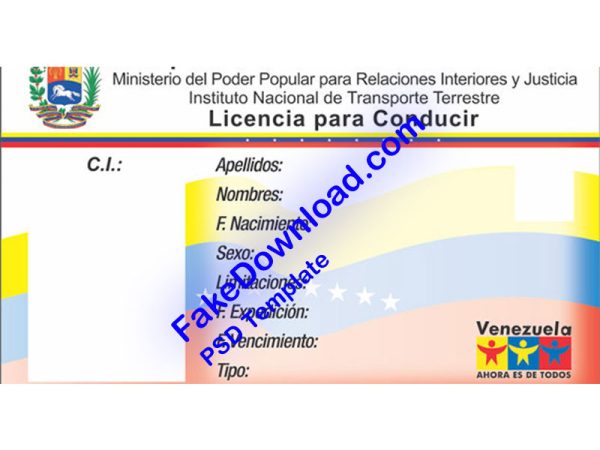 Venezuela Driver License (psd)