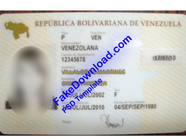 Venezuela Passport (psd)