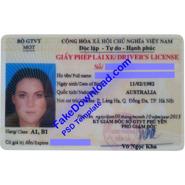 Vietnam Driver License (psd)