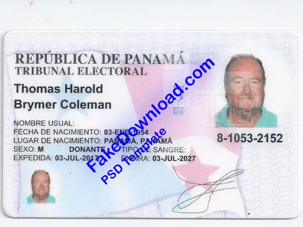 Panama national id card (psd)